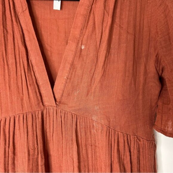 Anthropologie Kallie Flowy Maxi Dress Brown Crinkled Cotton Gauze Empire Waist - Picture 14 of 16